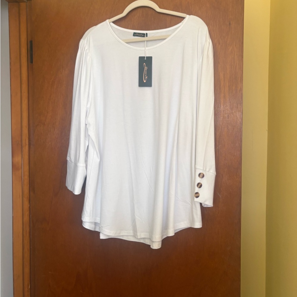 3/4 sleeve White Women's Top